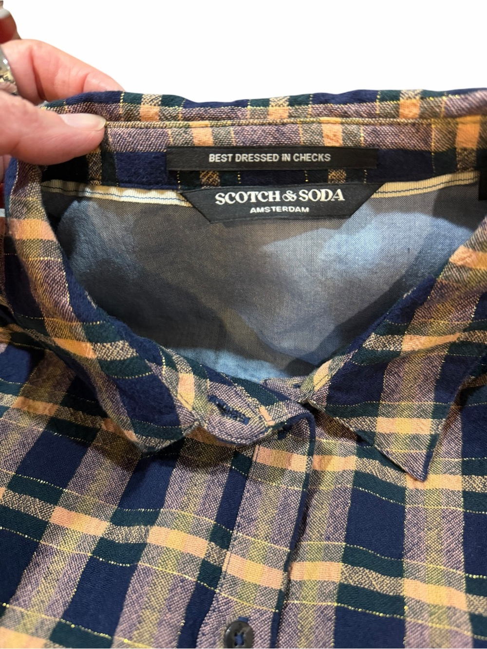 Scotch & Soda Amsterdam Plaid Button Front Shirt | Organic Cotton Blend | Med - Picture 6 of 11